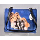 Handtasche groß Hund Collie und Katzen Colorline