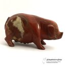 Edelsteingravur Schwein, roter Jaspis