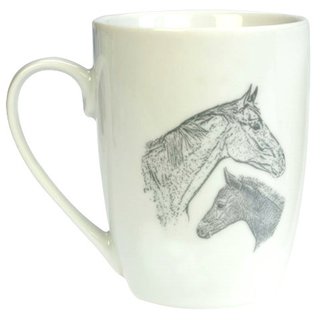 Tasse Kaffeebecher Pferdekopf / Stute mit Fohlen