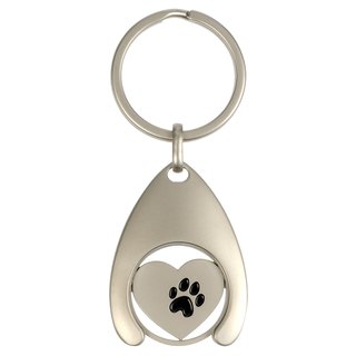 Schlüsselanhänger mit Chip 'Spur mit Hund' silberfarben Einkaufschip Chiphalter 