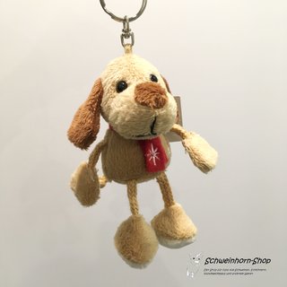 Schlüsselanhänger Plüsch brauner Hund mit Schal