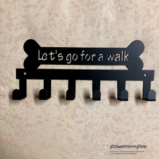 Schlüsselbrett Hakenleiste Leinen-Organizer "Lets go for a walk", Metall